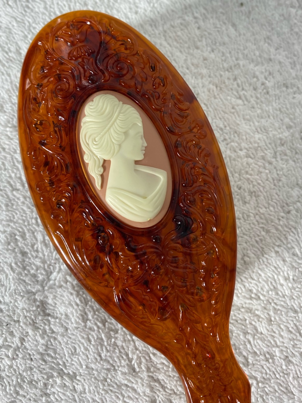Vintage Avon Cameo Hairbrush W Faux Tortoise Shell Amber Tone Handle Grannycore - Picture 3 of 13